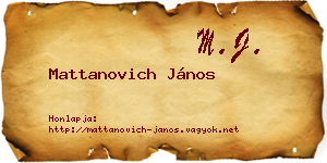 Mattanovich János névjegykártya