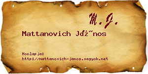 Mattanovich János névjegykártya